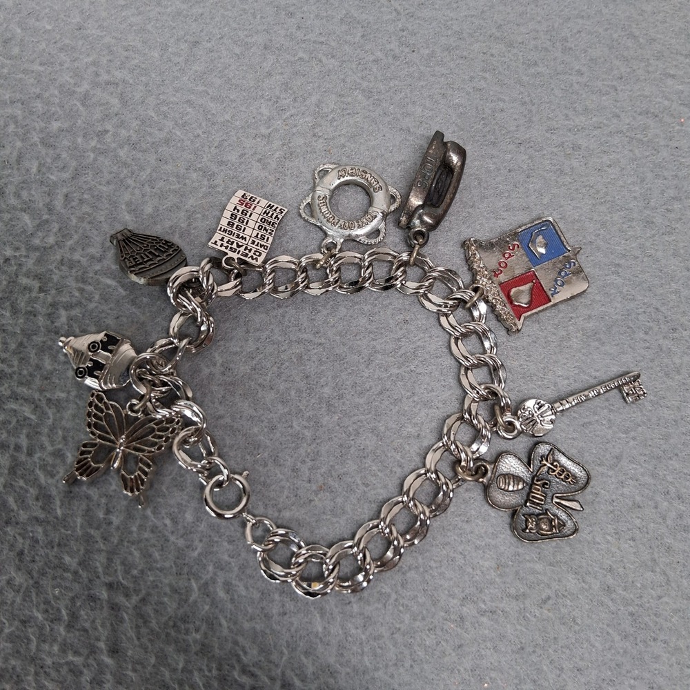 Vintage TOPS KOPS Charm Bracelet Silver Tone Weight Loss Support Group Jewelry
